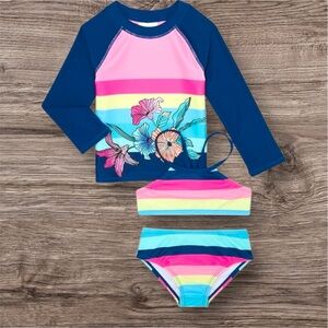 NEW Toddler Girl Tropical Print Bikini, 3-Piece, Size 2T toddler swimsuit shirt
